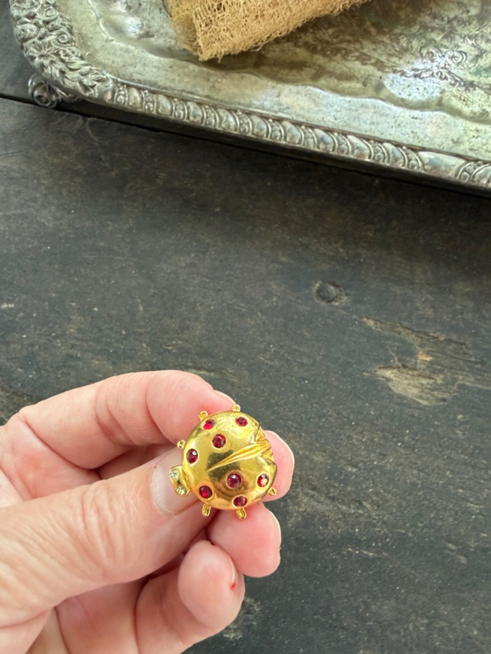 Vintage gold tone ladybug pin by Avon